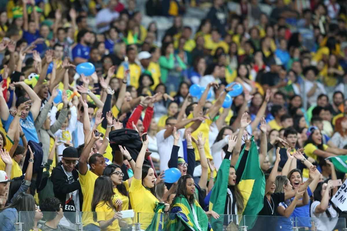 Torcedores no Mineiro durante jogo entre Brasil e Austrlia pelos Jogos Olmpicos
