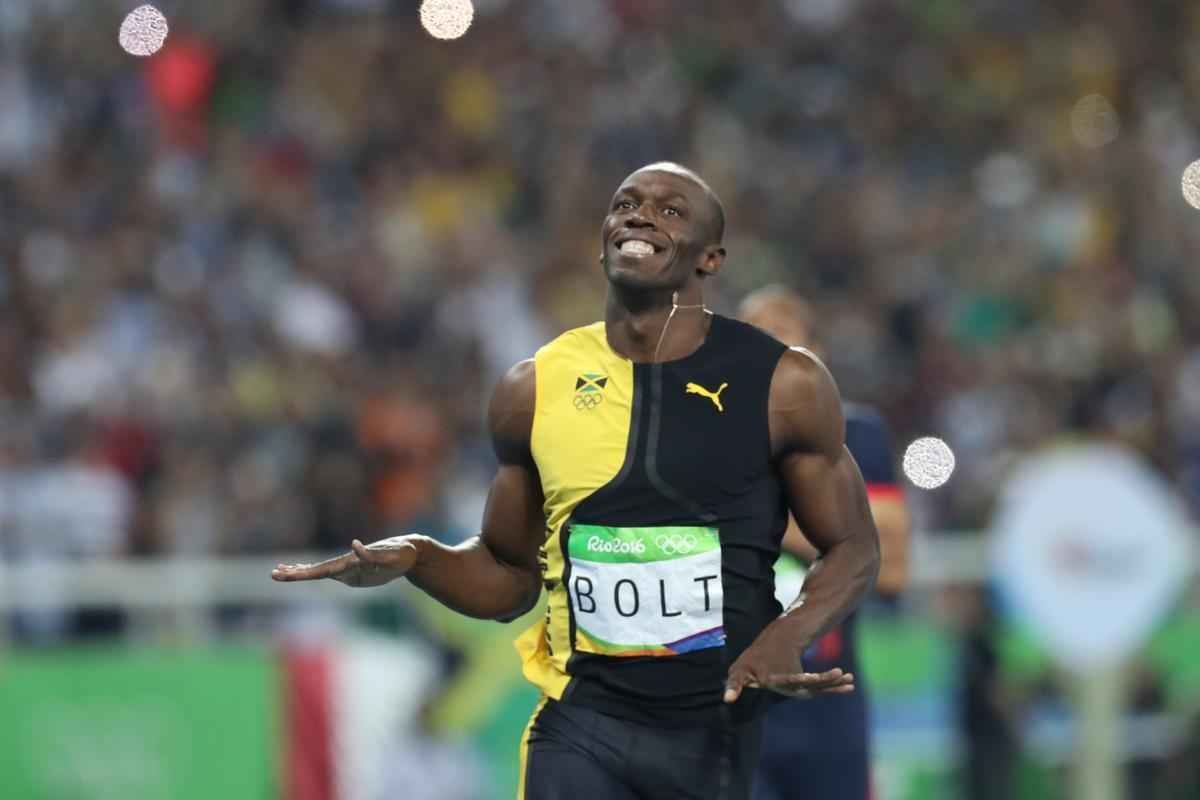 Sequncia de fotos de Rodrigo Clemente, do Estado de Minas, com a vitria de Bolt no Rio