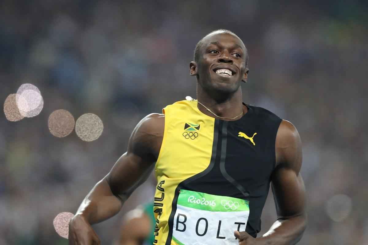 Sequncia de fotos de Rodrigo Clemente, do Estado de Minas, com a vitria de Bolt no Rio