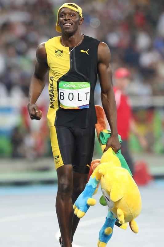 Sequncia de fotos de Rodrigo Clemente, do Estado de Minas, com a vitria de Bolt no Rio