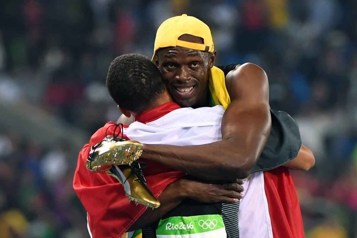 Usain Bolt comemorou tricampeonato olmpico com pblico no Engenho, no Rio