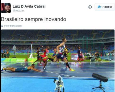 Classificao de brasileiro com peixinho no atletismo vira meme na internet