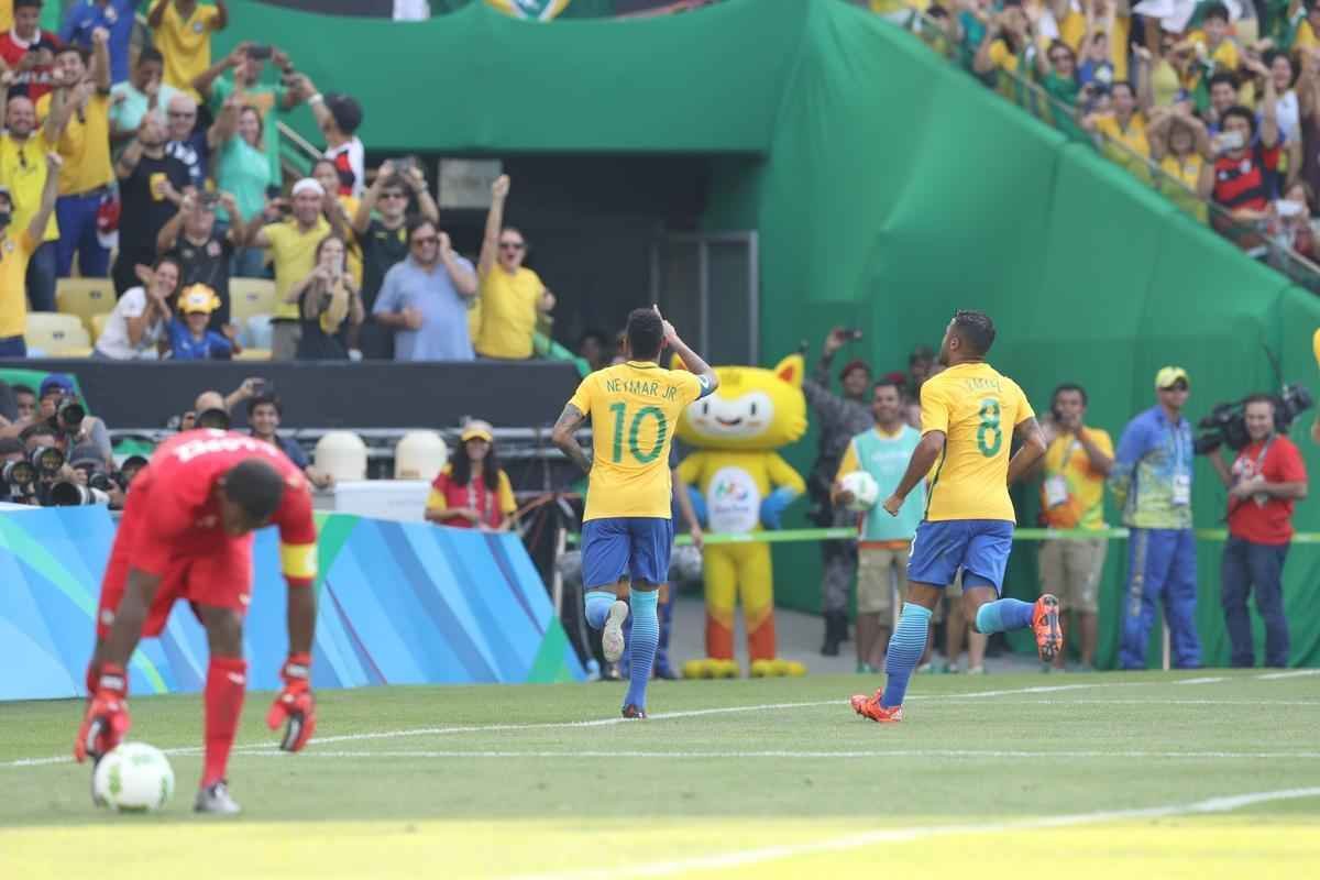 Brasil goleou Honduras por 6 a 0 e avanou  deciso do futebol masculino nos Jogos