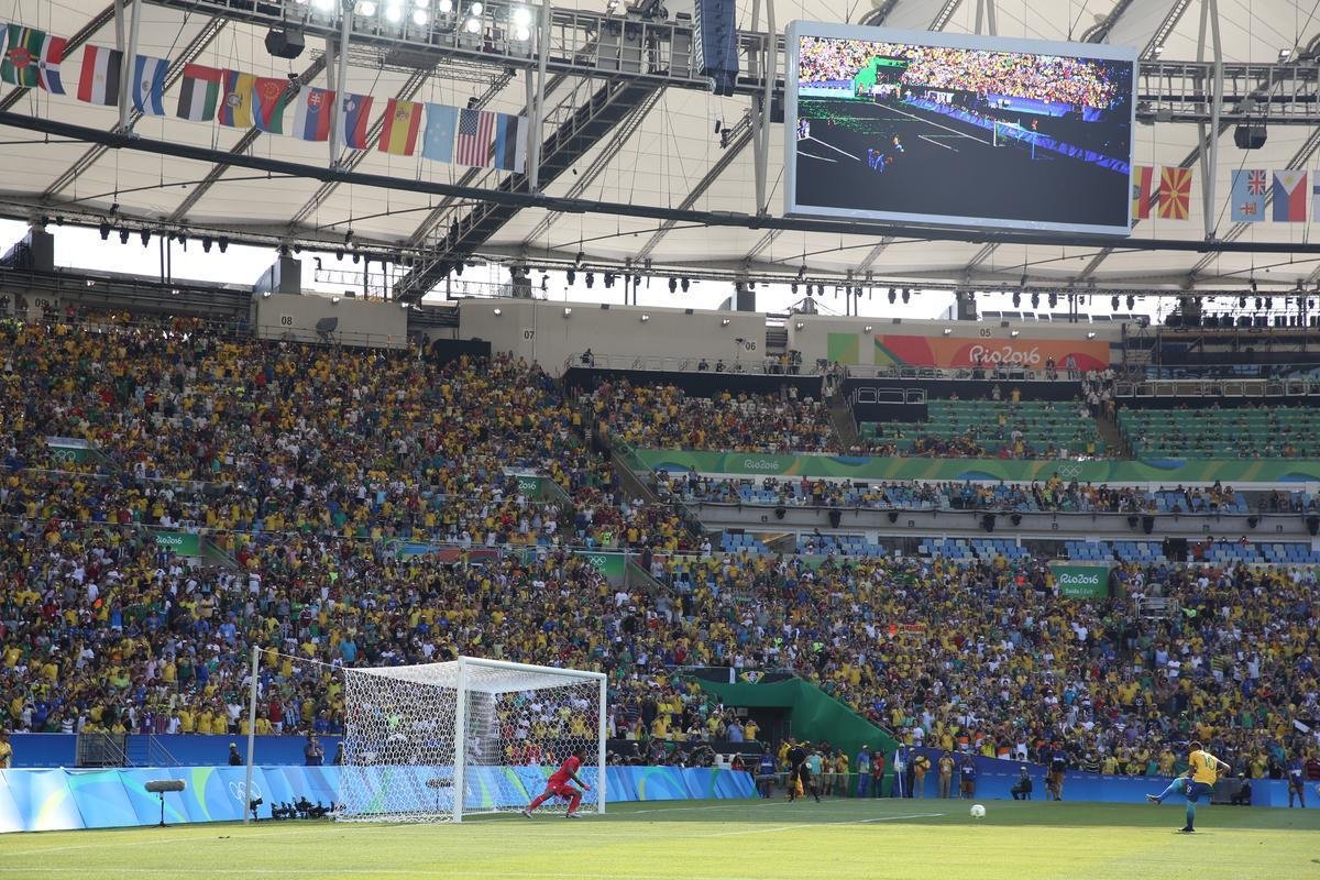 Brasil goleou Honduras por 6 a 0 e avanou  deciso do futebol masculino nos Jogos
