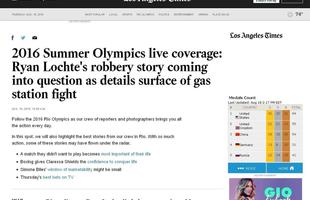 Los Angeles Times (EUA): Histria de roubo de Ryan Lochte  questionada aps briga em posto de gasolina