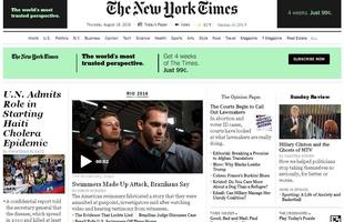 The New York Times (EUA): Nadadores maquiaram assalto. Polcia diz que Ryan Lochte mentiu sobre assalto  mo armada
