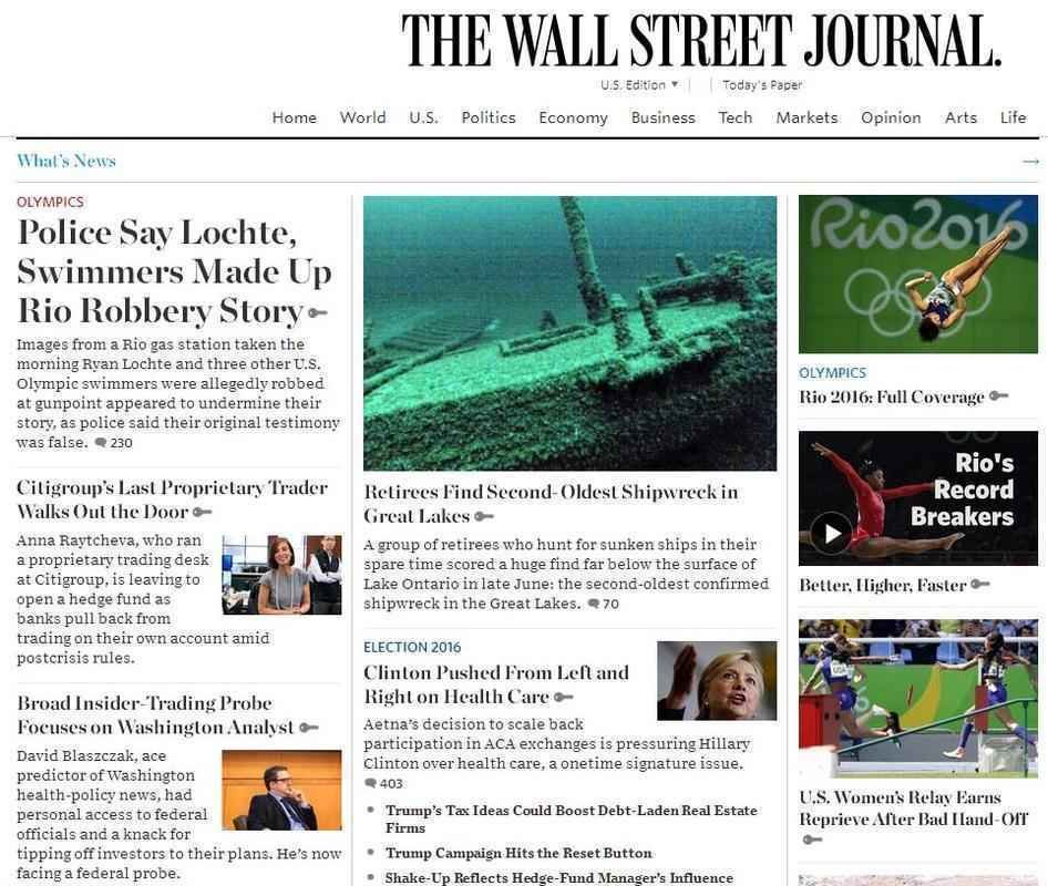 The Wall Street Journal (EUA): nadadores norte-americanos maquiaram histria de roubo
