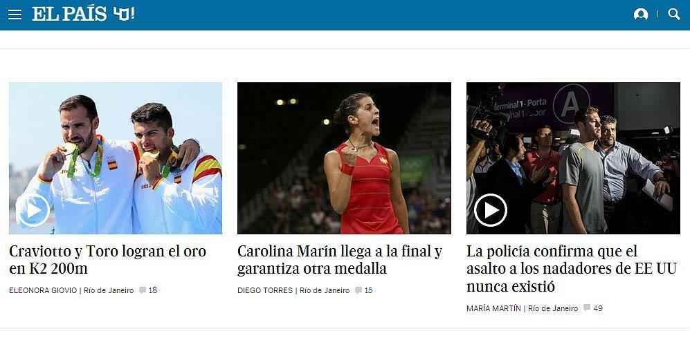 El Pas, Espanha: 'A polcia confirma que o assalto aos nadadores dos EUA nunca existiu'