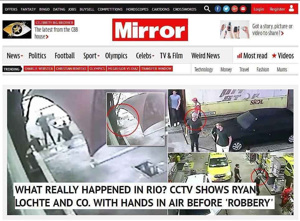 Mirror, Inglaterra: 'O que realmente aconteceu no Rio?'