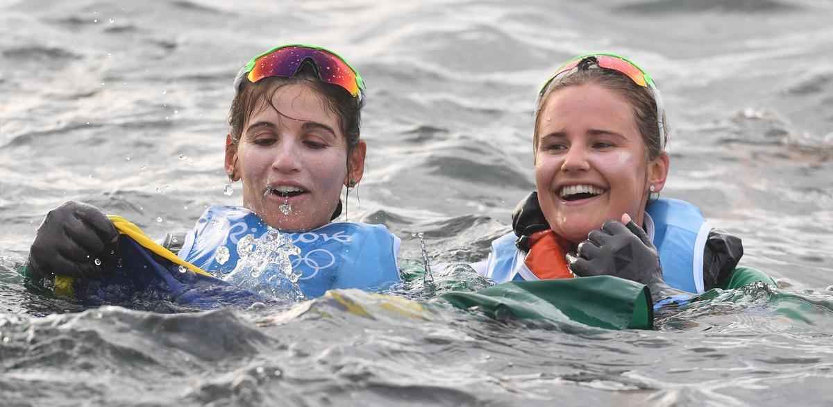 Conquista foi com muita emoo na medal race, nesta quinta-feira, quando a dupla chegou na primeira posio 