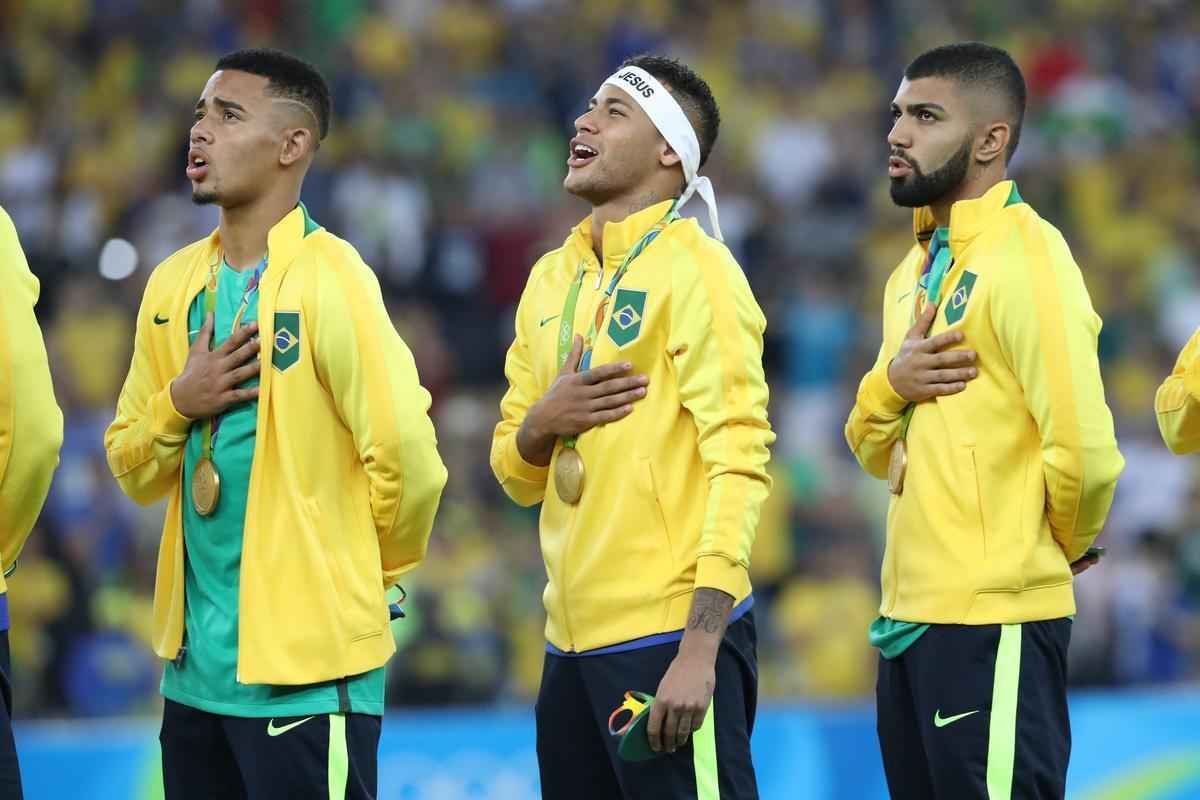 Fotos da comemorao do ouro brasileiro no futebol masculino