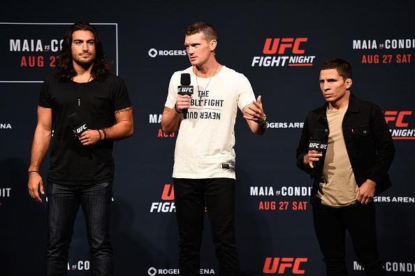 Pesagem oficial do UFC on Fox 21, em Vancouver - Elias Theodorou, Stephen Thompson e Joseph Benavidez no Questions and Answers com os fs