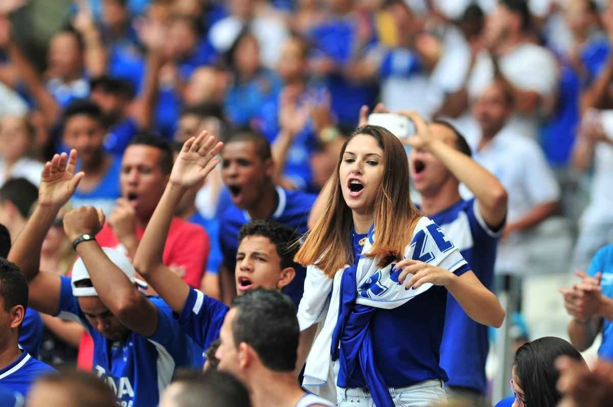 Fotos da torcida do Cruzeiro no jogo deste domingo contra a Chapecoense, no Mineiro (Ramon Lisboa/EM D.A Press)