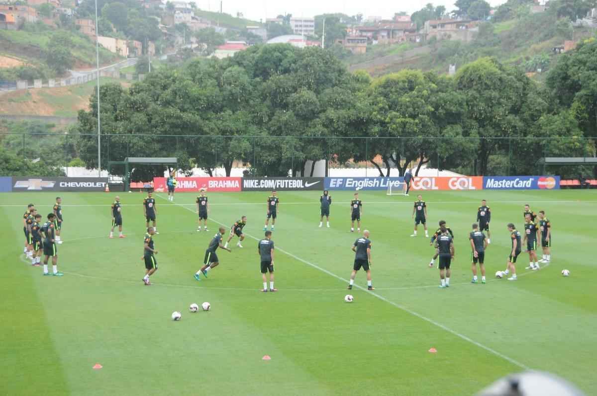 Em ltimo treino na Cidade do Galo, Seleo Brasileira deu sequncia  preparao para o duelo diante do Peru