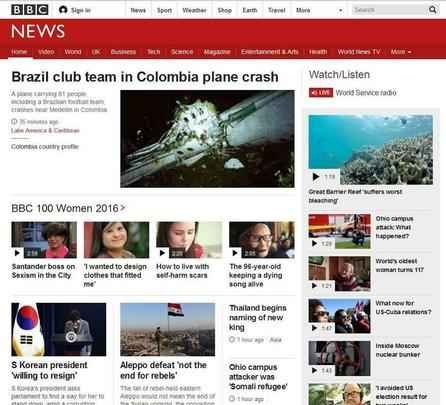 BBC News (Reino Unido) - Time brasileiro em acidente aéreo na Colômbia