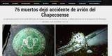 El Colombiano (Col�mbia) -  Acidente com avi�o da Chapecoense deixou 76 mortos