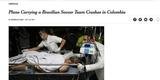 The New York Times (Estados Unidos) - Avi�o transportando time brasileiro de futebol cai na Col�mbia. Na foto, o goleiro Alan Ruschel chegando ao hospital