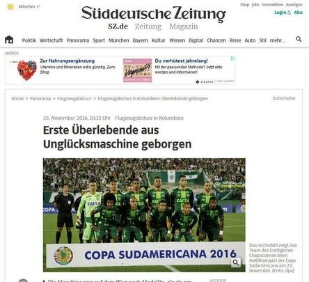 Süddeutsche Zeitung (Alemanha) - Primeiros sobreviventes de avião são resgatados