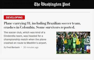 The Washington Post (Estados Unidos) - Avio transportando 81, inclusive time brasileiro de futebol, cai na Colombia. Relato de alguns sobreviventes 
