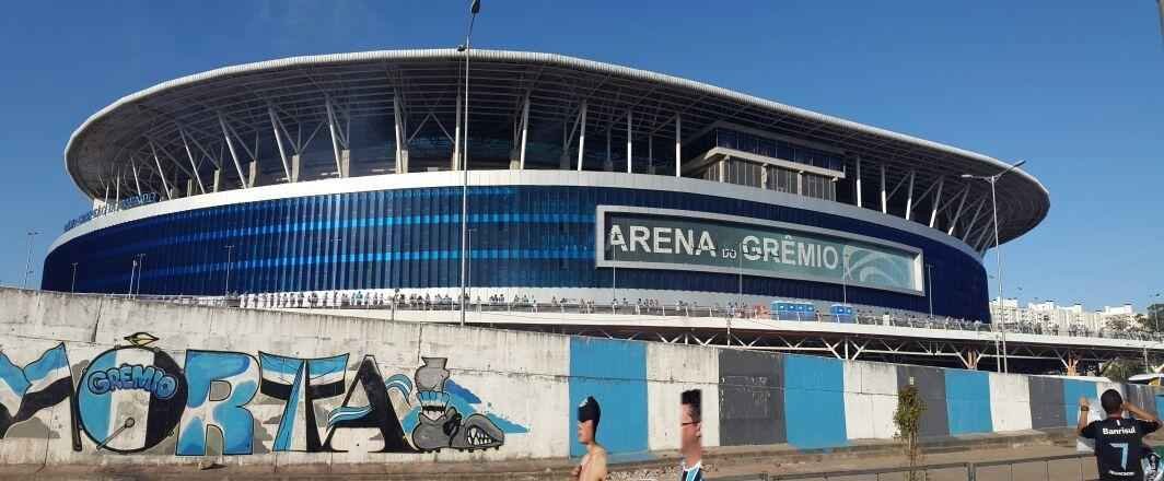 Ambiente na Arena antes da final da Copa do Brasil entre Grmio e Atltico