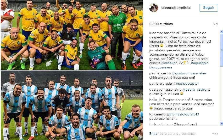 Luan participou de jogo da imprensa no Mineiro