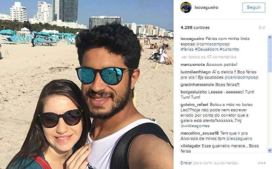 Leo e a esposa nas frias