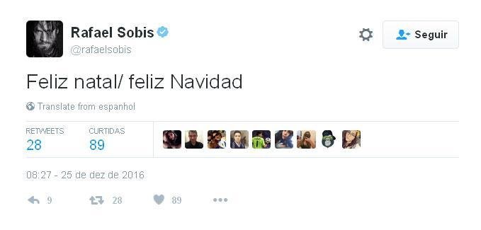 Rafael Sobis postou mensagem de Natal no Twitter