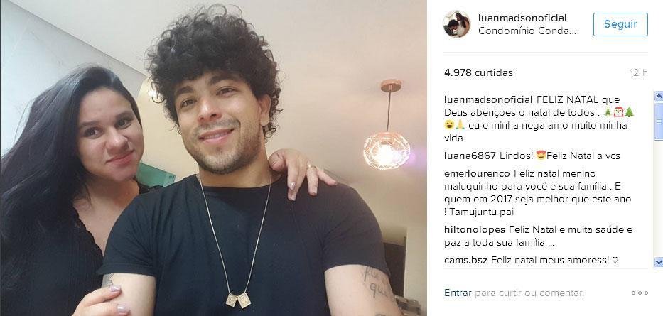 Luan com a esposa: 'Feliz Natal ! Que Deus abenoes o Natal de todos'