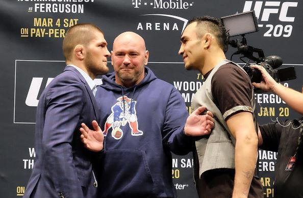 Khabib Nurmagomedov e Tony Ferguson, adversários pelo cinturão interino dos leves