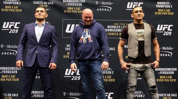 Khabib Nurmagomedov e Tony Ferguson, adversários pelo cinturão interino dos leves