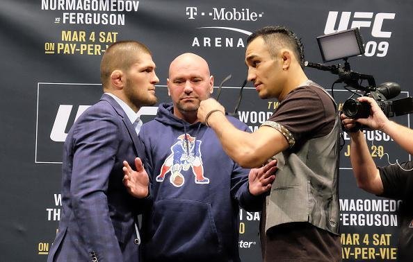 Khabib Nurmagomedov e Tony Ferguson, adversários pelo cinturão interino dos leves