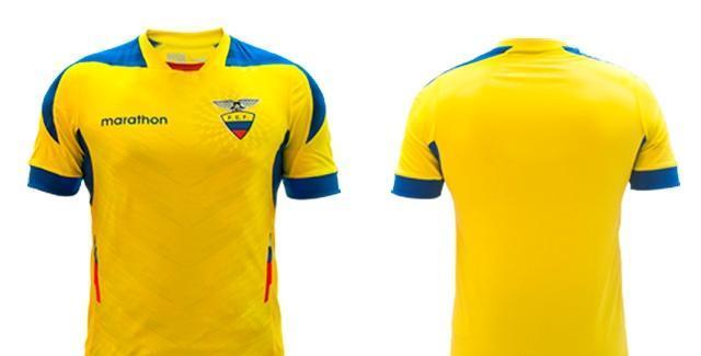 Uniformes do Equador, produzidos pela Marathon, para a Copa do Mundo de 2014