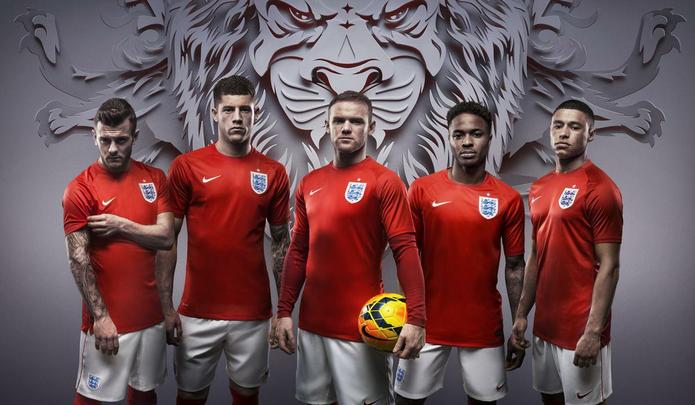 Uniformes da Inglaterra, produzidos pela Nike, para a Copa do Mundo de 2014