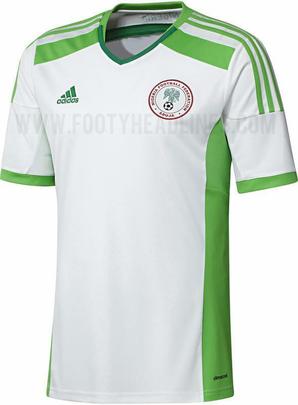 Uniformes da Nigria, confeccionados pela Adidas, para a Copa do Mundo de 2014