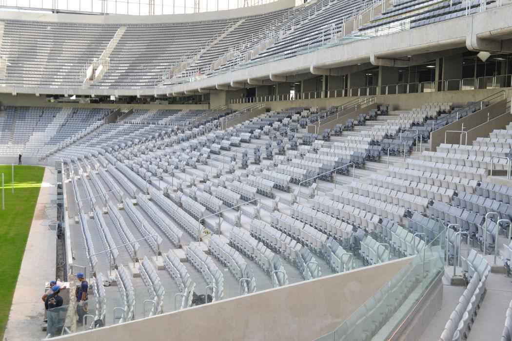 Imagens divulgadas pela Arena CAP em 7 de maio mostram evoluo das obras na Arena