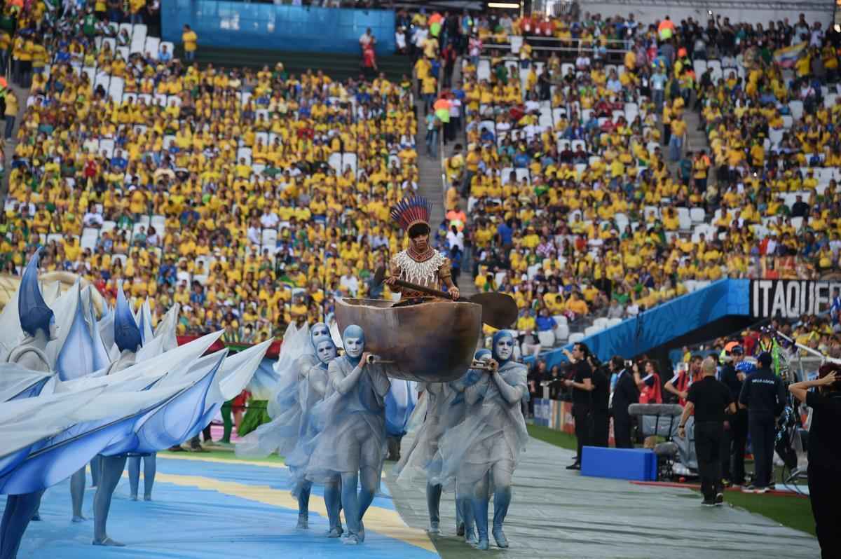 Imagens da cerimnia de abertura da Copa do Mundo de 2014, na Arena Corinthians, em So Paulo