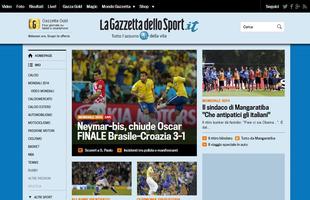 O italiano Gazzetta dello Sport destaca os gols de Neymar e o bico de Oscar no final da estreia da Copa