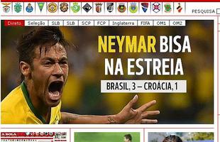 O portugus A Bola destacou o 'bis' de Neymar, autor de dois gols na vitria brasileira contra a Crocia