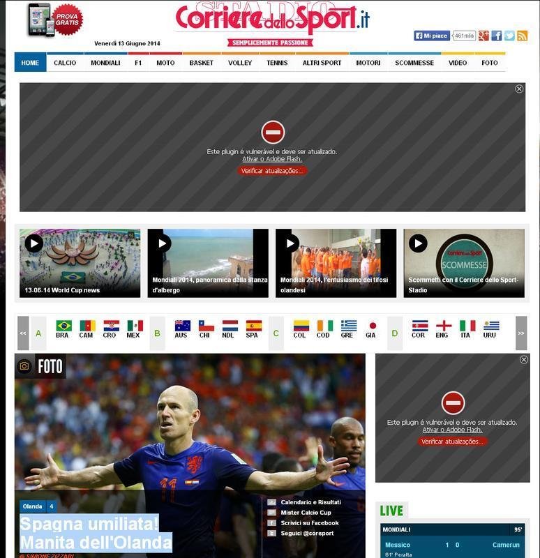 Jornal italiano Corriere dello Sport: Espanha humilhada!
