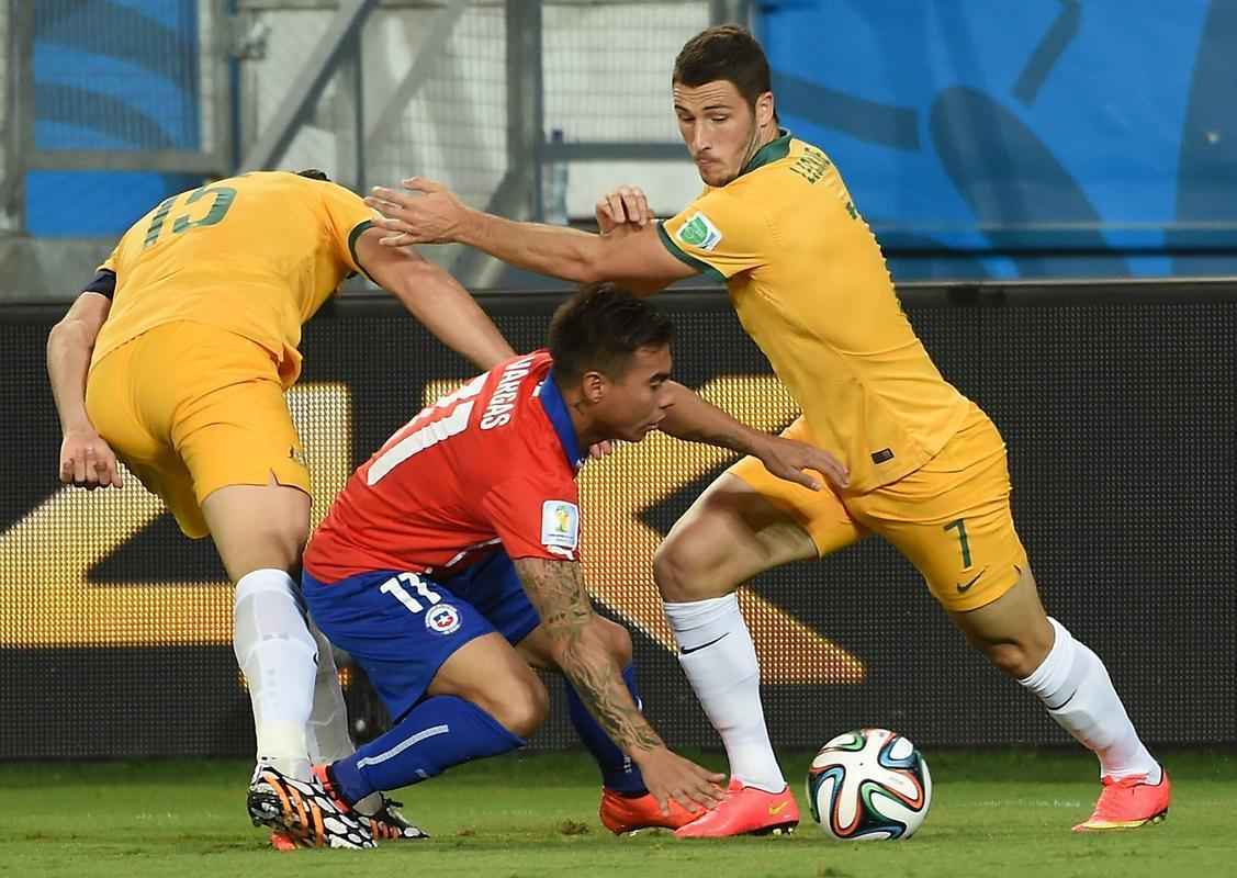 Imagens do jogo entre Chile e Austrlia, pelo Grupo B da Copa do Mundo, na Arena Pantanal, em Cuiab