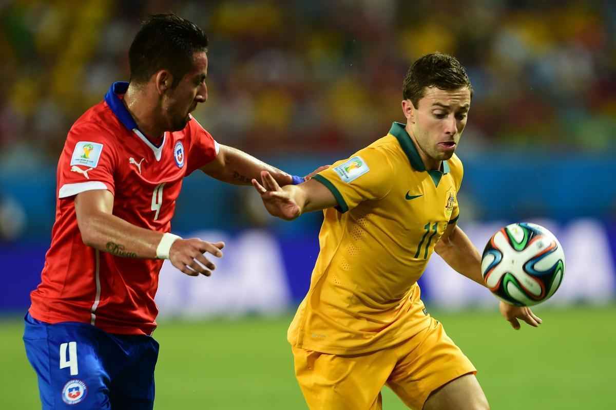 Imagens do jogo entre Chile e Austrlia, pelo Grupo B da Copa do Mundo, na Arena Pantanal, em Cuiab