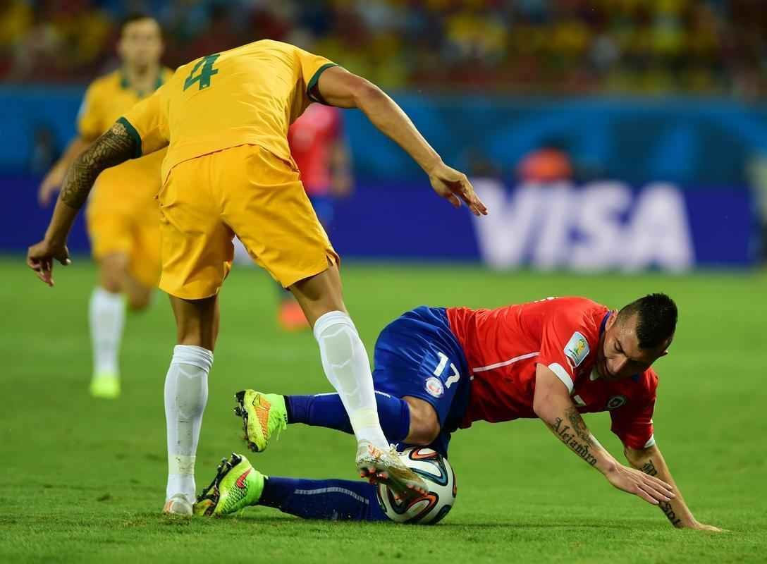 Imagens do jogo entre Chile e Austrlia, pelo Grupo B da Copa do Mundo, na Arena Pantanal, em Cuiab