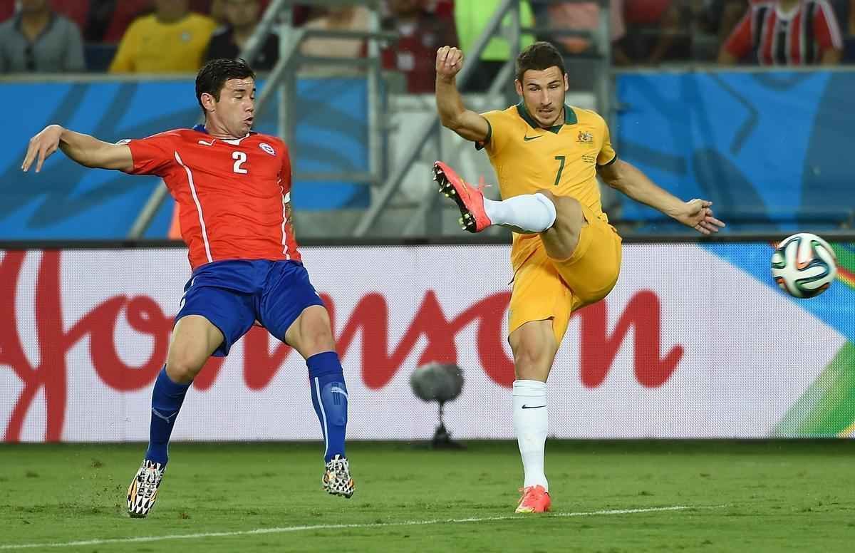 Imagens do jogo entre Chile e Austrlia, pelo Grupo B da Copa do Mundo, na Arena Pantanal, em Cuiab