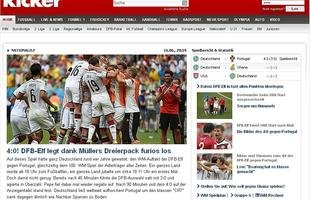 O alem�o 'Kicker' tamb�m exaltou a participa��o efetiva de M�ller, autor de tr�s gols da Alemanha