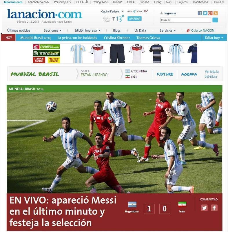 Argentino LaNacion: Messi aparece no �ltimo minuto e comemora a Sele��o 