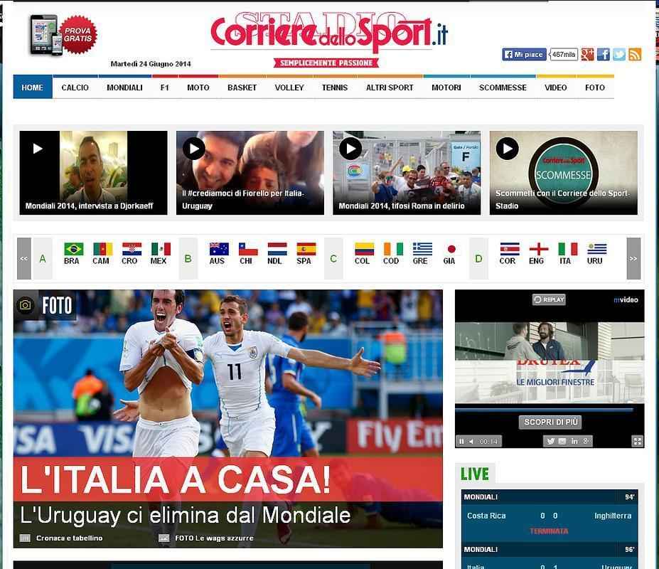 'Corriere dello Sport', da Itlia, lamentou a volta para casa