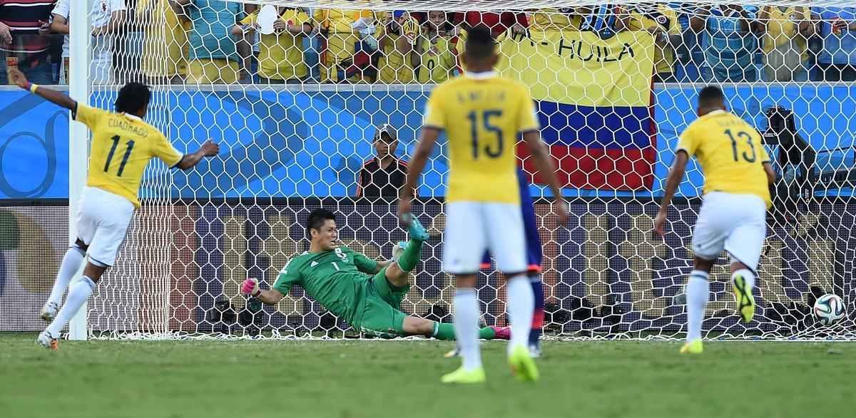 Imagens do jogo entre Japo e Colmbia, em Cuiab, pelo Grupo C da Copa do Mundo