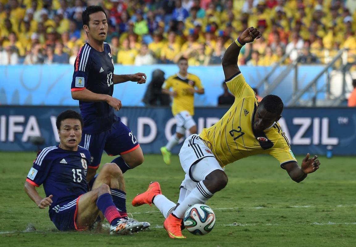 Imagens do jogo entre Japo e Colmbia, em Cuiab, pelo Grupo C da Copa do Mundo