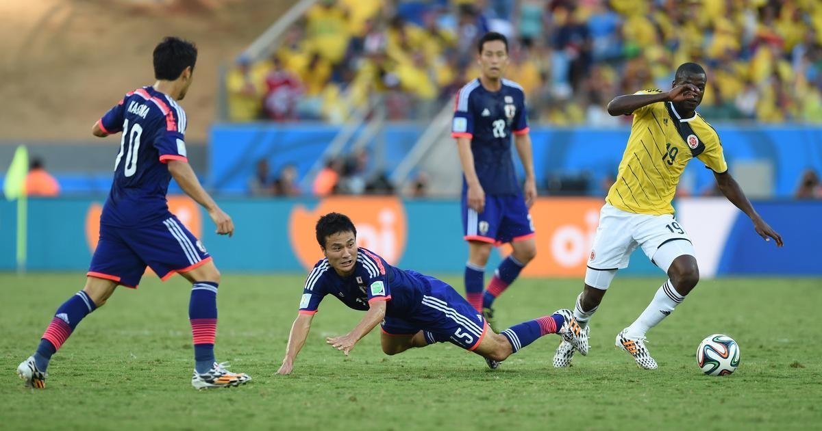 Imagens do jogo entre Japo e Colmbia, em Cuiab, pelo Grupo C da Copa do Mundo