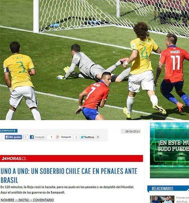 24 Horas - Um a um. Um esplndido Chile cai nos pnaltis diante do Brasil 